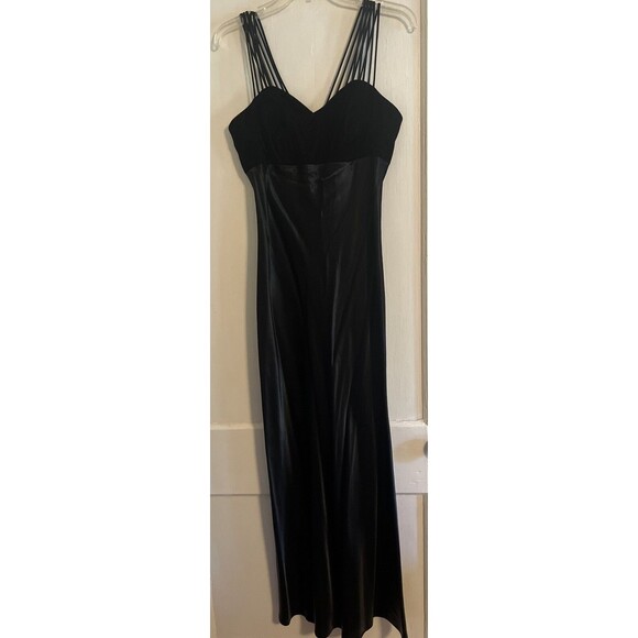 All That Jazz Dress Womens 11/12 Black Velvet Satin Maxi Formal Zip Y2K 90’s - Picture 1 of 9